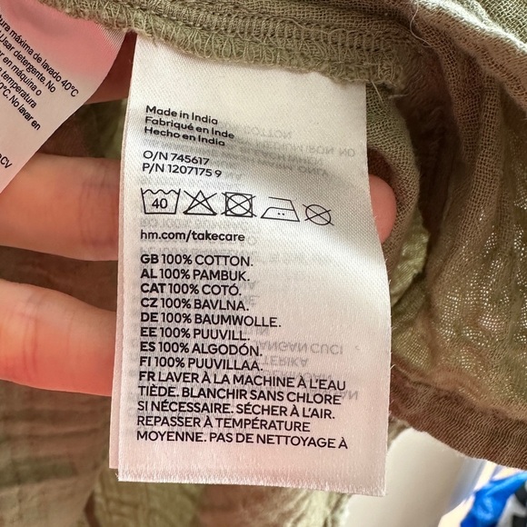 H&M Tunic Dress, Khaki Green, 100% Cotton Long Sleeve Shirt Dress, Size XS - Picture 16 of 16